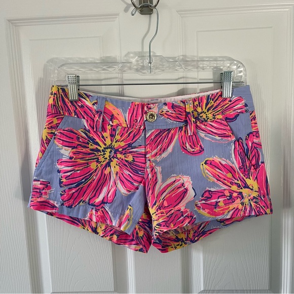 Lilly Pulitzer The Walsh Short size 0 blue pink yellow floral - Picture 1 of 6